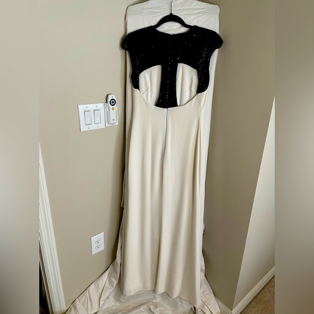 Ralph Lauren evening gown. White with black sequin top.